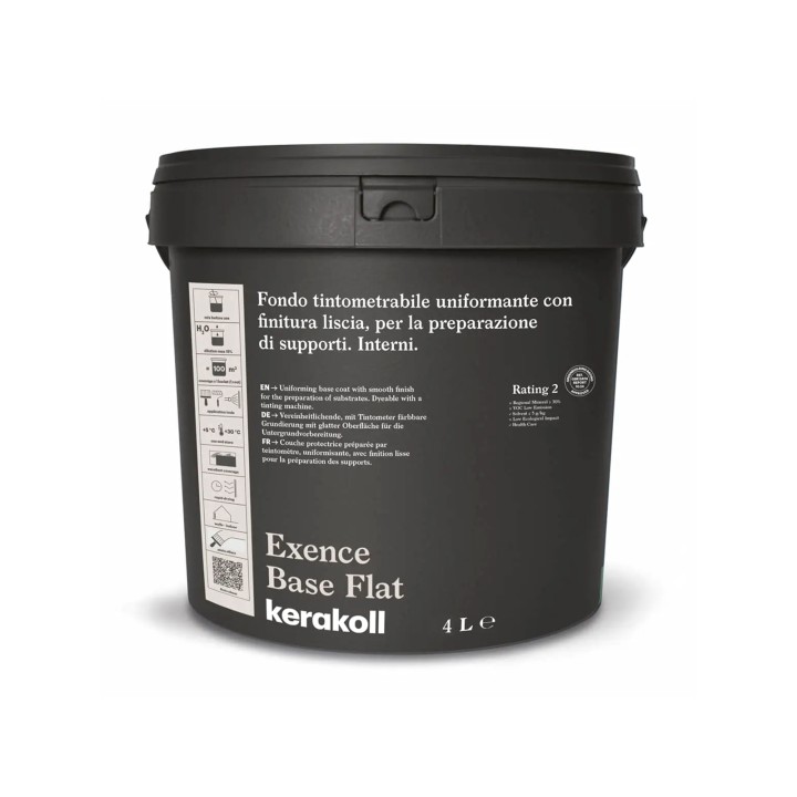 Kerakoll EXENCE BASE FLAT fondo uniformante mascherante finitura liscia preparazione supporti interni BIANCO Kerakoll EXENCE BASE FLAT fondo uniformante mascherante finitura liscia preparazione supporti interni BIANCO