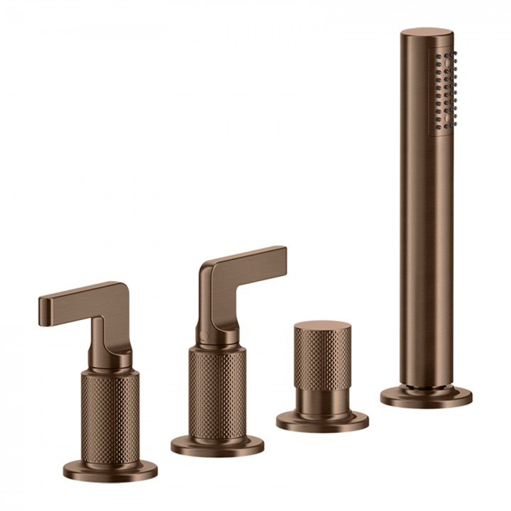 Gessi 58043 gruppo bordo vasca 4 fori con deviatore linea INCISO-