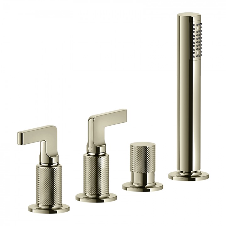 Gessi 58043 gruppo bordo vasca 4 fori con deviatore linea INCISO-