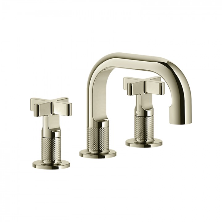 Gessi 58111 gruppo lavabo 3 fori con scarico con flessibili di collegamento linea INCISO+