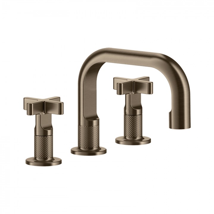Gessi 58111 gruppo lavabo 3 fori con scarico con flessibili di collegamento linea INCISO+