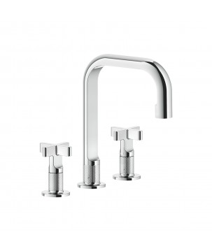Gessi 58113 gruppo lavabo 3 fori medio con scarico con flessibili di collegamento linea INCISO+