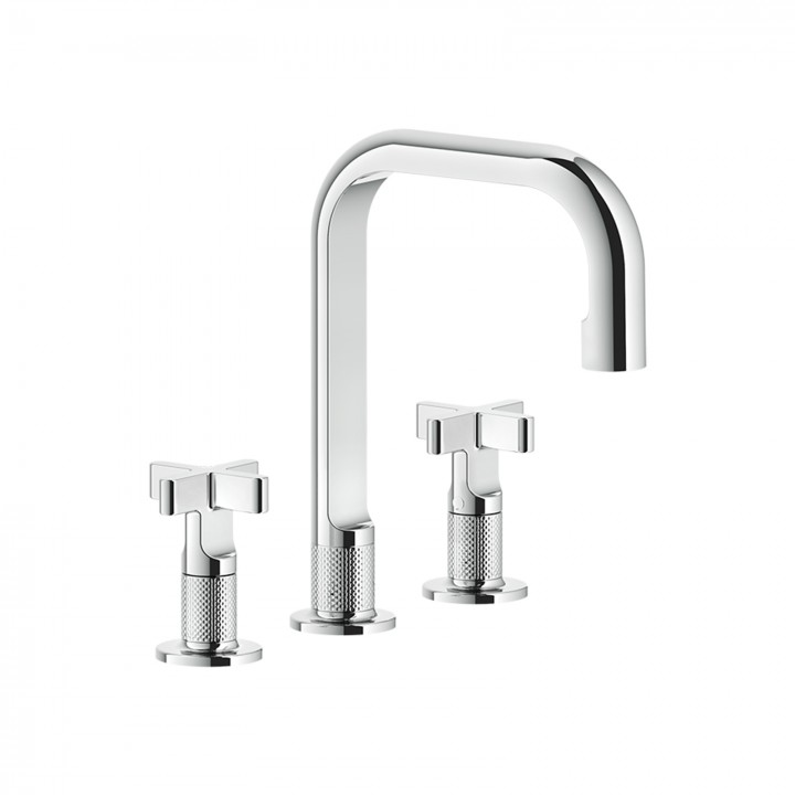 Gessi 58113 gruppo lavabo 3 fori medio con scarico con flessibili di collegamento linea INCISO+