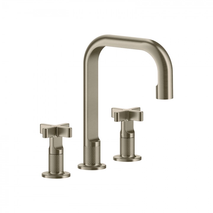 Gessi 58113 gruppo lavabo 3 fori medio con scarico con flessibili di collegamento linea INCISO+