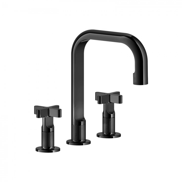 Gessi 58113 gruppo lavabo 3 fori medio con scarico con flessibili di collegamento linea INCISO+