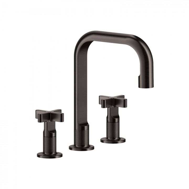 Gessi 58113 gruppo lavabo 3 fori medio con scarico con flessibili di collegamento linea INCISO+