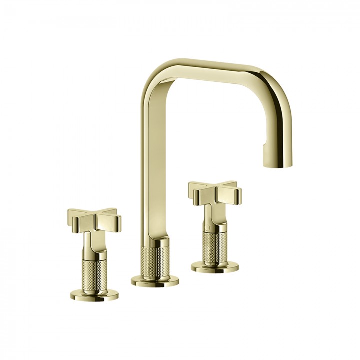 Gessi 58113 gruppo lavabo 3 fori medio con scarico con flessibili di collegamento linea INCISO+
