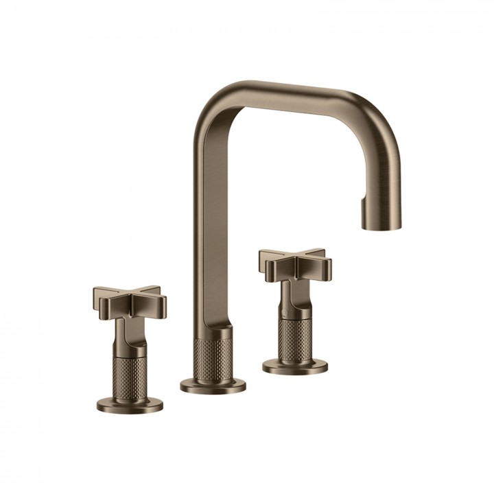 Gessi 58113 gruppo lavabo 3 fori medio con scarico con flessibili di collegamento linea INCISO+