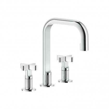 Gessi 58114 gruppo lavabo 3 fori medio senza scarico con flessibili di collegamento linea INCISO+