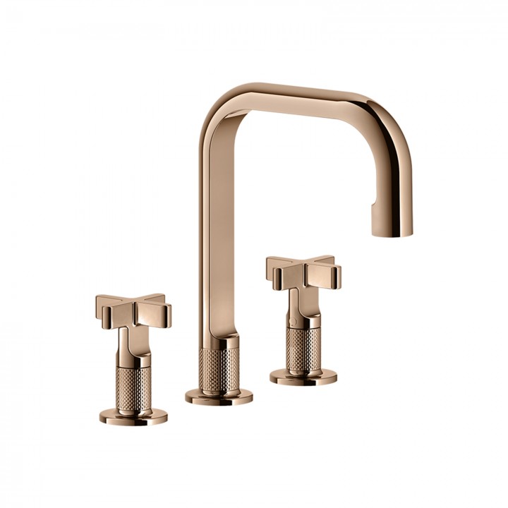 Gessi 58114 gruppo lavabo 3 fori medio senza scarico con flessibili di collegamento linea INCISO+