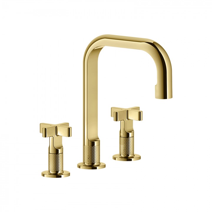 Gessi 58114 gruppo lavabo 3 fori medio senza scarico con flessibili di collegamento linea INCISO+