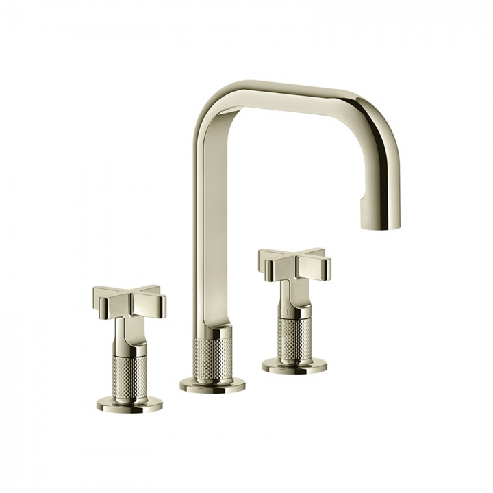 Gessi 58114 gruppo lavabo 3 fori medio senza scarico con flessibili di collegamento linea INCISO+
