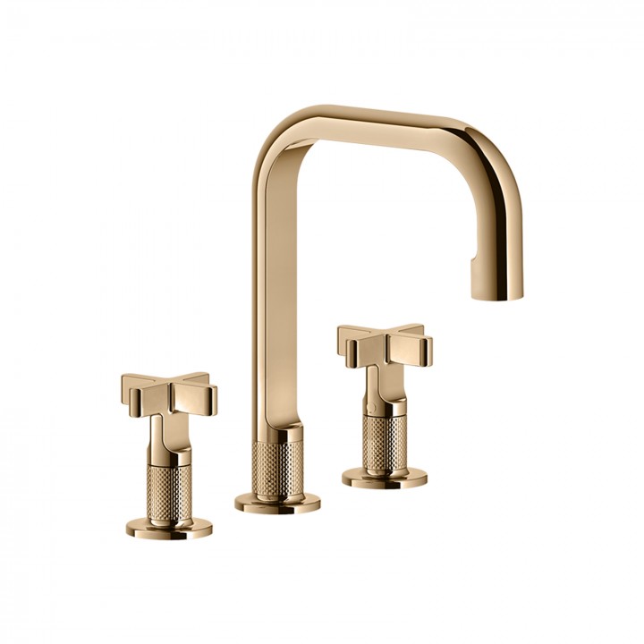 Gessi 58114 gruppo lavabo 3 fori medio senza scarico con flessibili di collegamento linea INCISO+