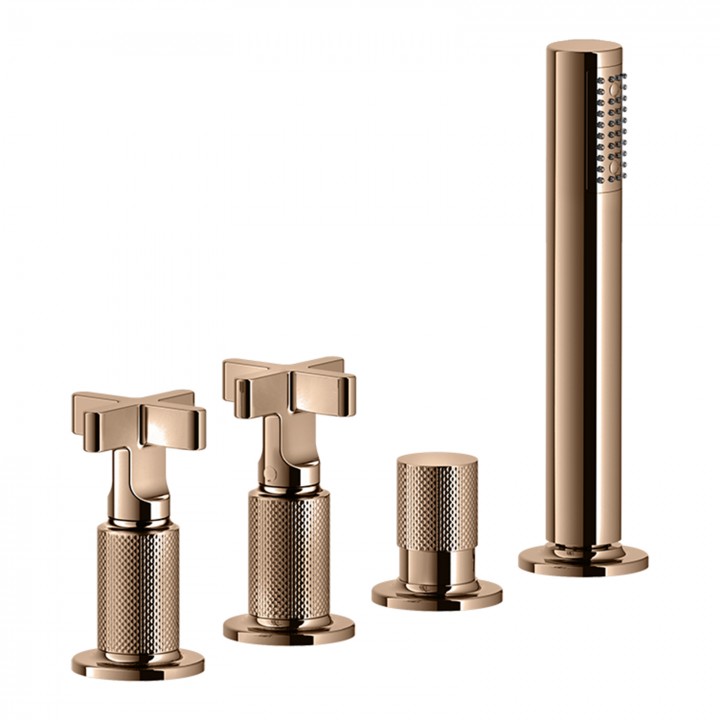 Gessi 58143 gruppo bordo vasca 4 fori con deviatore linea INCISO+