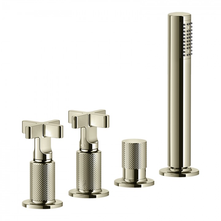 Gessi 58143 gruppo bordo vasca 4 fori con deviatore linea INCISO+
