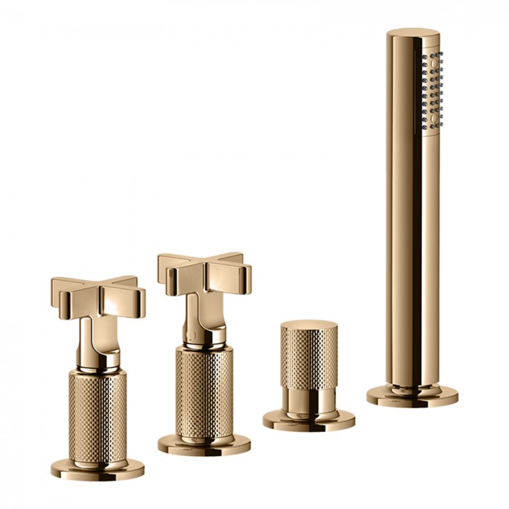 Gessi 58143 gruppo bordo vasca 4 fori con deviatore linea INCISO+