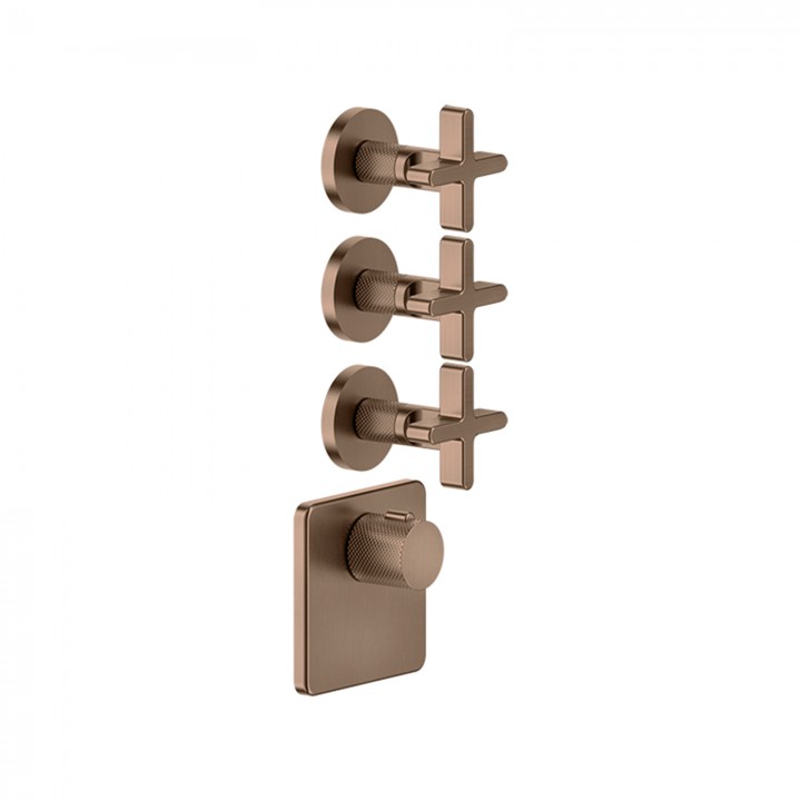 Gessi 58346 parte esterna miscelatore termostatico alta portata a parete 3 uscite indipendenti linea INCISO+ Gessi 58346 parte esterna miscelatore termostatico alta portata a parete 3 uscite indipendenti linea INCISO+