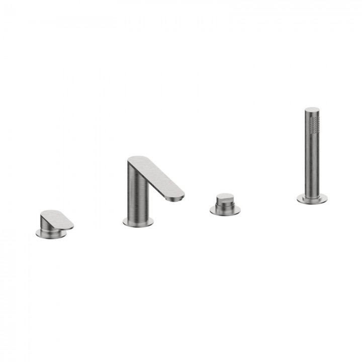 Fratelli Frattini 79029 batteria bordo vasca monocomando con bocca deviatore e doccia estraibile serie LINEA
