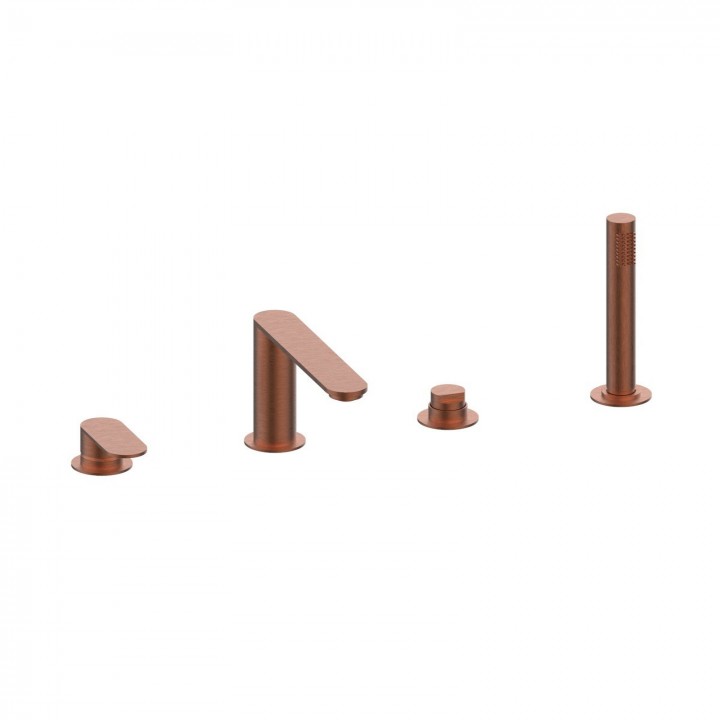 Fratelli Frattini 79029 batteria bordo vasca monocomando con bocca deviatore e doccia estraibile serie LINEA