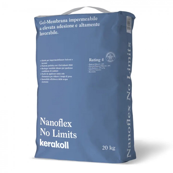 Kerakoll NANOFLEX NO LIMITS gel membrana impermeabilizzante superadesiva 20 KG grigio Kerakoll NANOFLEX NO LIMITS gel membrana impermeabilizzante superadesiva 20 KG grigio