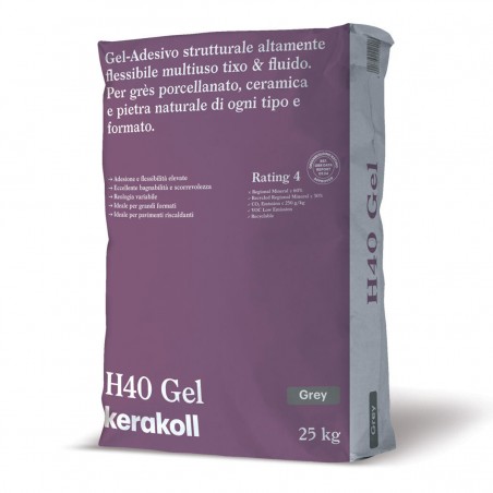 Kerakoll H40 GEL adesivo strutturale flessibile multiuso tixo e fluido 25 KG Grigio
