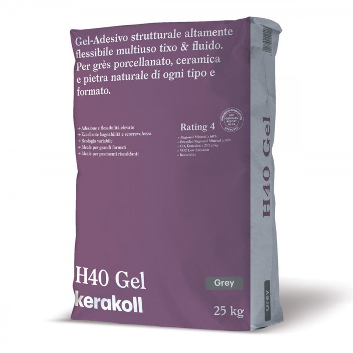 Kerakoll H40 GEL adesivo strutturale flessibile multiuso tixo e fluido 25 KG Grigio Kerakoll H40 GEL adesivo strutturale flessibile multiuso tixo e fluido 25 KG Grigio