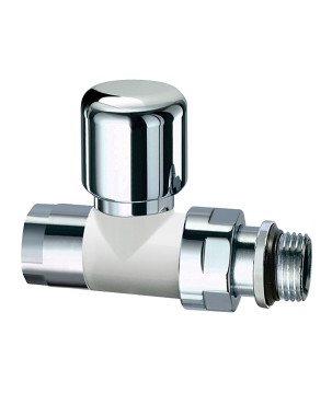 Far 0182 12P valvola termostatizzabile bianca-cromata diritta attacco tubo rame plastica e multistrato serie TOPFAR 1/2"