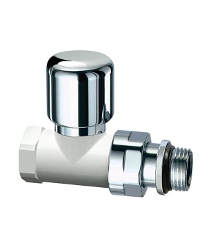 Far 0184 12P valvola termostatizzabile bianca-cromata diritta attacco tubo ferro serie TOPFAR 1/2"