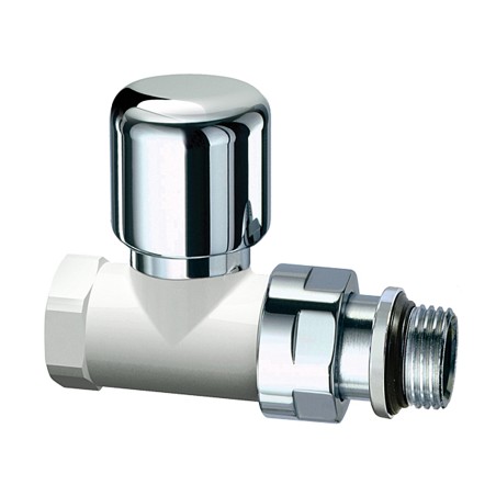 Far 0184 12P valvola termostatizzabile bianca-cromata diritta attacco tubo ferro serie TOPFAR 1/2"