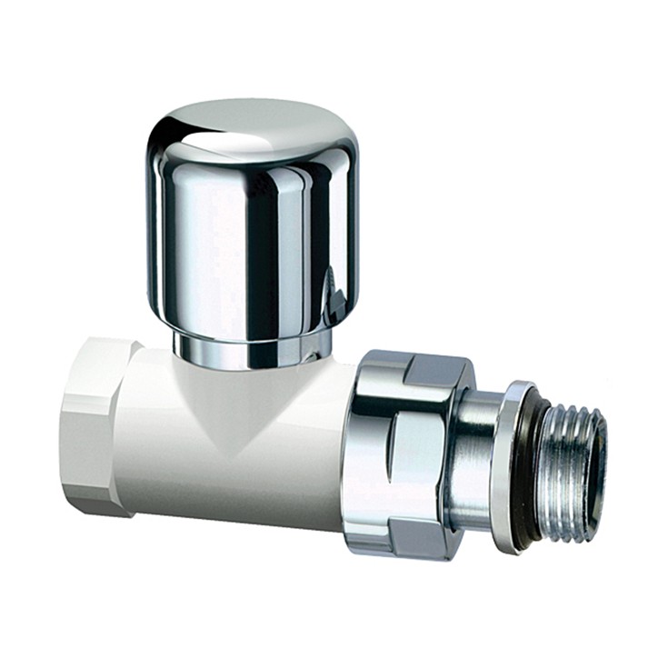 Far 0184 12P valvola termostatizzabile bianca-cromata diritta attacco tubo ferro serie TOPFAR 1/2"