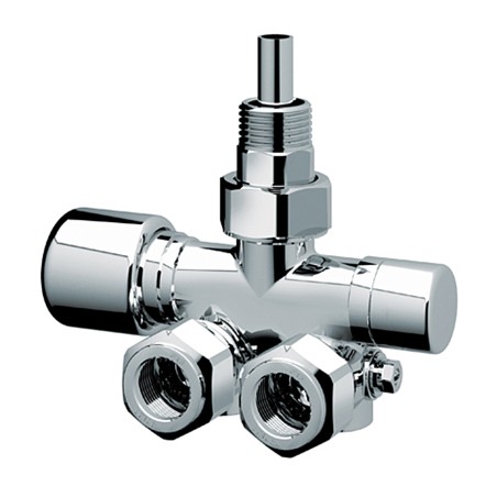 Far 0286 valvola MONO-BITUBO termostatizzabile lucida-cromata DX a squadra serie TOPFAR 1/2" con sonda Ø 10 mm