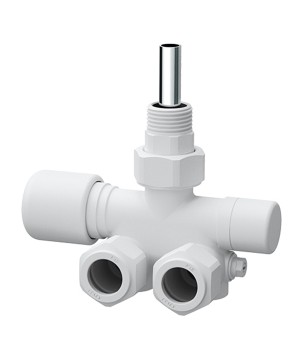 Far 0286 BO valvola MONO-BITUBO termostatizzabile bianca DX a squadra serie TOPFAR 1/2" con sonda Ø 10 mm