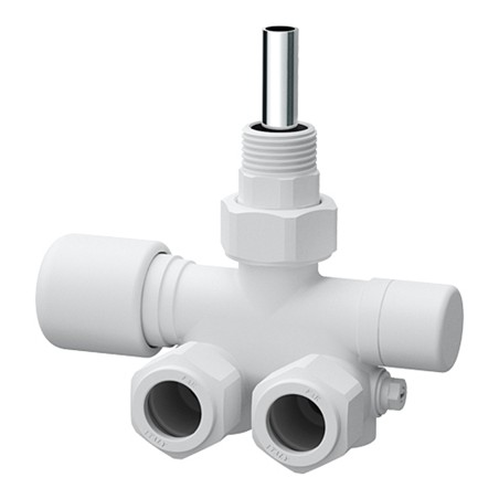 Far 0286 BO valvola MONO-BITUBO termostatizzabile bianca DX a squadra serie TOPFAR 1/2" con sonda Ø 10 mm