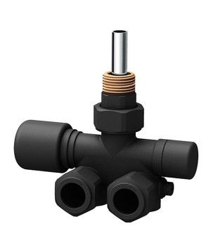 Far 0286 NO valvola MONO-BITUBO termostatizzabile nera DX a squadra serie TOPFAR 1/2" con sonda Ø 10 mm