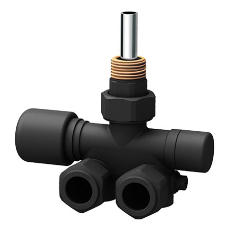 Far 0286 NO valvola MONO-BITUBO termostatizzabile nera DX a squadra serie TOPFAR 1/2" con sonda Ø 10 mm