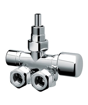 Far 0288 valvola MONO-BITUBO termostatizzabile lucida-cromata SX a squadra serie TOPFAR 1/2" con sonda Ø 10 mm