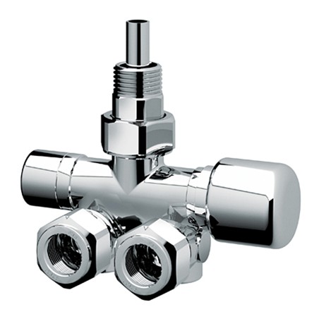 Far 0288 valvola MONO-BITUBO termostatizzabile lucida-cromata SX a squadra serie TOPFAR 1/2" con sonda Ø 10 mm