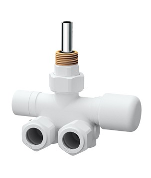 Far 0288 BO valvola MONO-BITUBO termostatizzabile bianca SX a squadra serie TOPFAR 1/2" con sonda Ø 10 mm