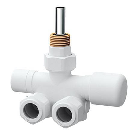 Far 0288 BO valvola MONO-BITUBO termostatizzabile bianca SX a squadra serie TOPFAR 1/2" con sonda Ø 10 mm