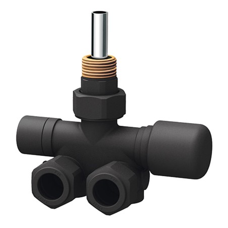 Far 0288 NO valvola MONO-BITUBO termostatizzabile nera SX a squadra serie TOPFAR 1/2" con sonda Ø 10 mm