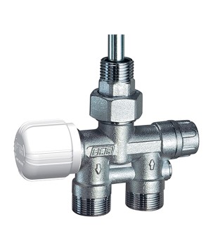 Far 1435 valvola MONO-BITUBO termostatizzabile cromata diritta con sonda ø 10 mm