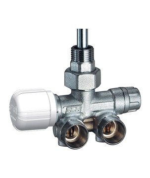 Far 1436 valvola MONO-BITUBO termostatizzabile cromata DX a squadra con sonda ø 10 mm