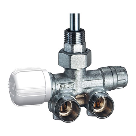 Far 1436 valvola MONO-BITUBO termostatizzabile cromata DX a squadra con sonda ø 10 mm