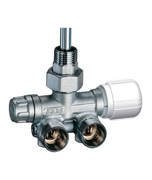 Far 1437 valvola MONO-BITUBO termostatizzabile cromata SX a squadra con sonda ø 10 mm