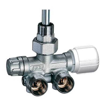 Far 1437 valvola MONO-BITUBO termostatizzabile cromata SX a squadra con sonda ø 10 mm