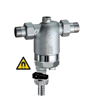 Far 39F3 filtro cromato per impianti idrosanitari con magnete attacchi M-M e attacchi manometro serie compatta