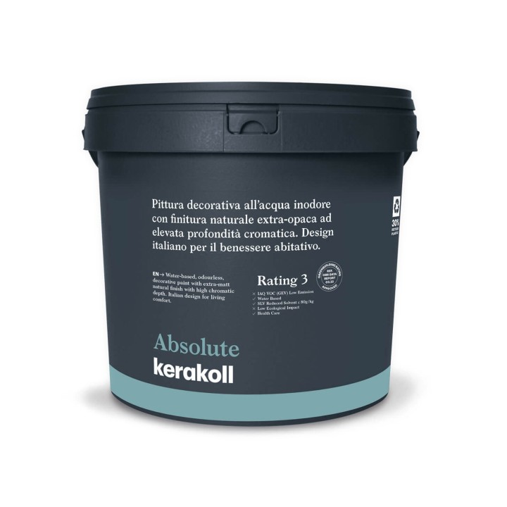 Kerakoll ABSOLUTE pittura decorativa all’acqua inodore con finitura naturale extra-opaca ad elevata profondità cromatica Kerakoll ABSOLUTE pittura decorativa all’acqua inodore con finitura naturale extra-opaca ad elevata profondità cromatica