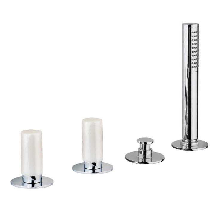 Fratelli Frattini 12028ABM batteria per bordo vasca senza bocca con deviatore e doccia estraibile serie PEPE M STYLE Fratelli Frattini 12028ABM batteria per bordo vasca senza bocca con deviatore e doccia estraibile serie PEPE M STYLE