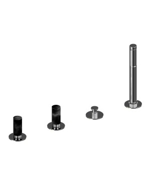Fratelli Frattini 12028ANP batteria per bordo vasca senza bocca con deviatore e doccia estraibile serie PEPE M STYLE
