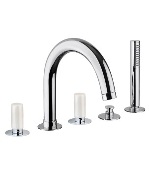 Fratelli Frattini 12029ABM batteria per bordo vasca con bocca deviatore e doccia estraibile serie PEPE M STYLE